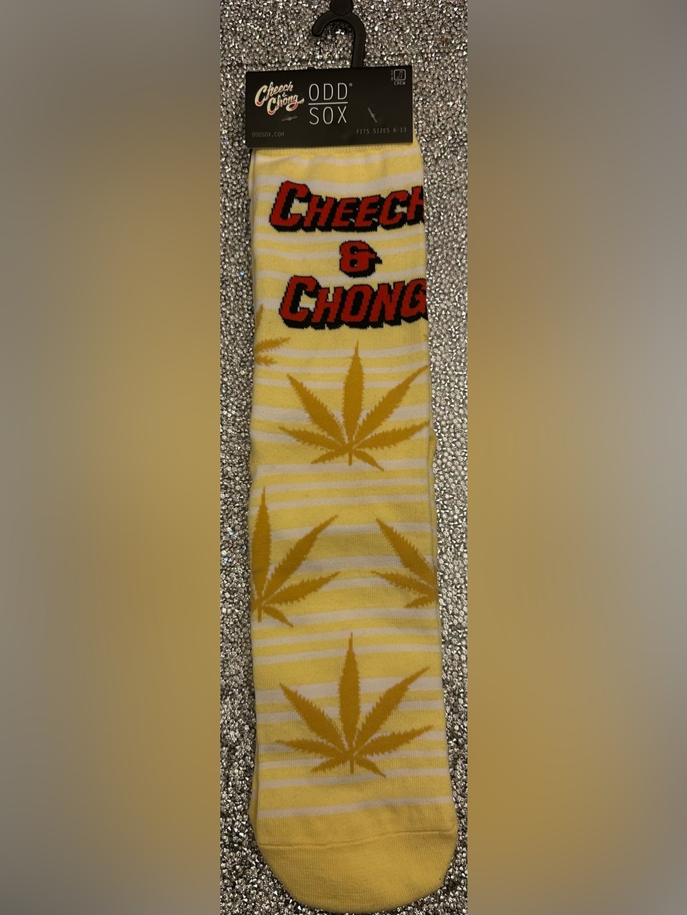 Cheech & Chong Yellow Leaf Graphic Socks - Odd Sox New Size 6-13